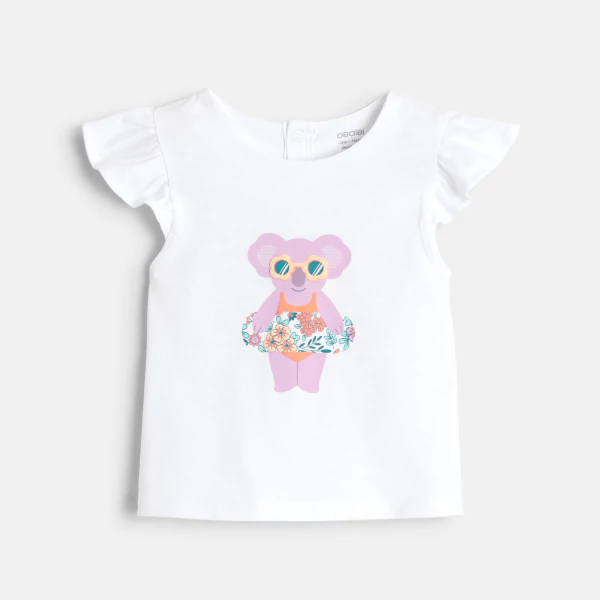 Baby girl's koala T-shirt and purple shorts