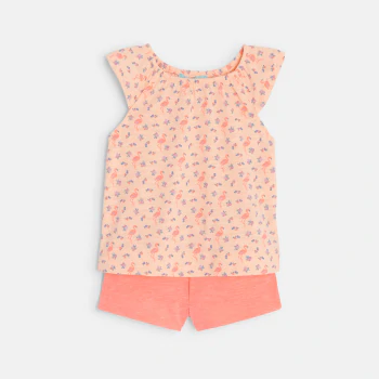 Baby girl's pink flamingo T-shirt and shorts