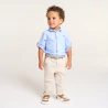 Baby boy’s blue cotton roll-up sleeve shirt