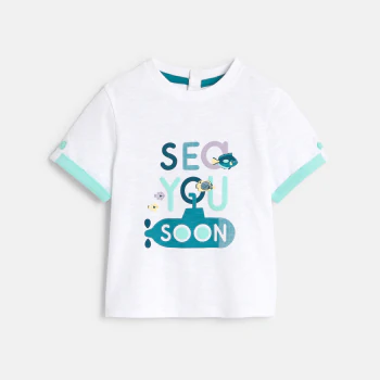 Baby boy's white slogan T-shirt