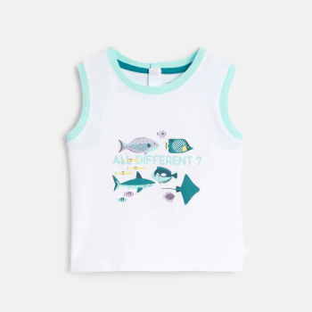 Baby boy's white ocean jersey vest top