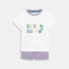 Baby Boy's ocean T-shirt and purple patterned shorts