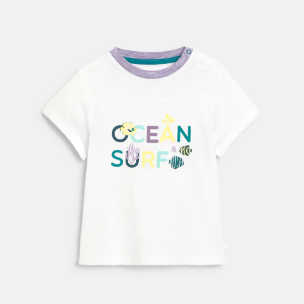 Baby Boy's ocean T-shirt and purple patterned shorts