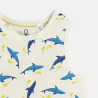 Boy's yellow shark motif shortie pyjamas