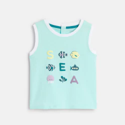 Baby boy's ocean blue jersey vest top