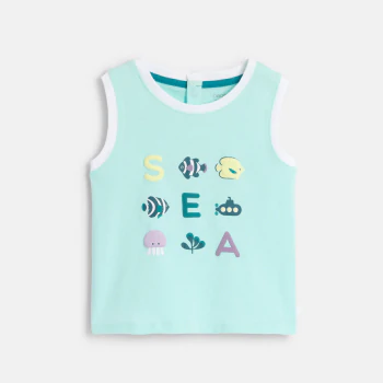 Baby boy's ocean blue jersey vest top