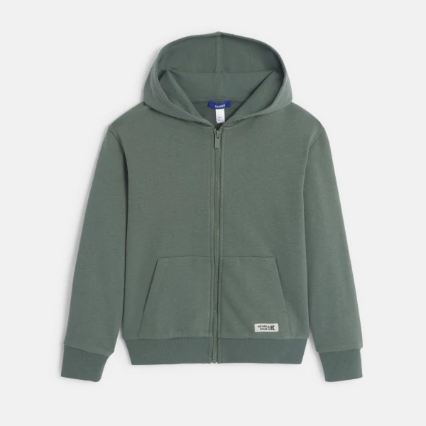 Boy's green zip-up hoodie