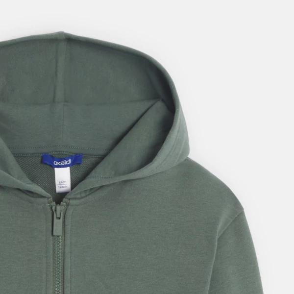 Boy's green zip-up hoodie