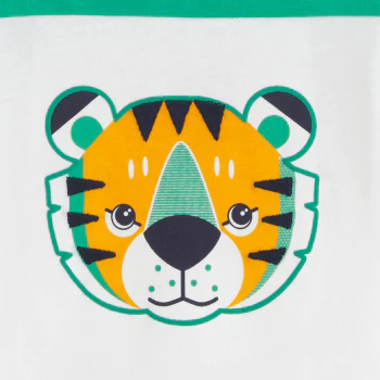 Baby boy's green and white colourblock tiger T-shirt