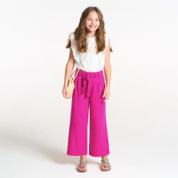 Girl's pink high rise wide-leg trousers