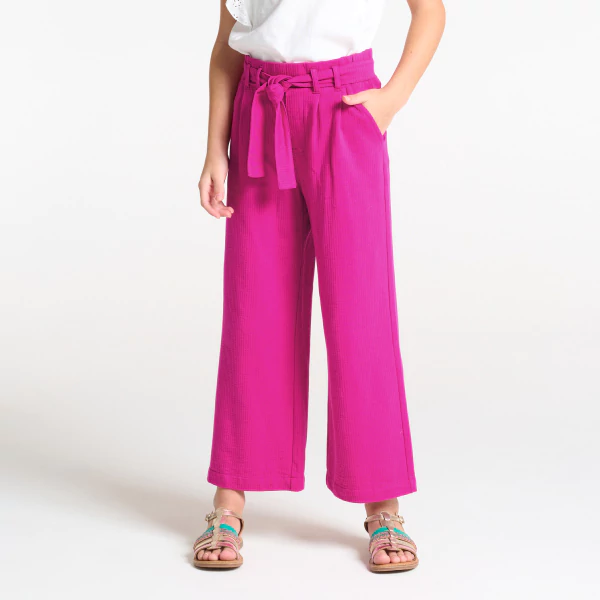 Girl's pink high rise wide-leg trousers