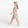 Girl's green tulip motif jersey T-shirt dress