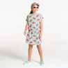 Girl's green tulip motif jersey T-shirt dress