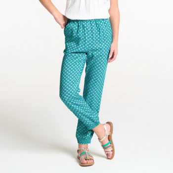 Girls blue printed wide leg trousers.