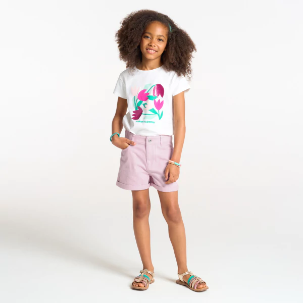 Girl's pink canvas shorts