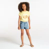 Girls blue denim shorts embroidered with lemons