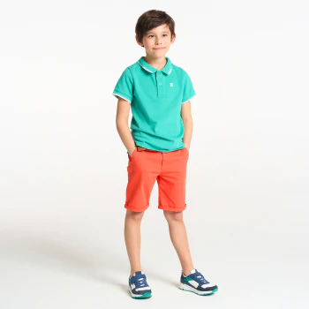 Boy's orange canvas Bermuda shorts + belt