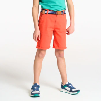 Boy's orange canvas Bermuda shorts + belt