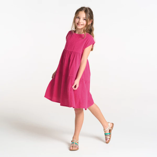 Girl's plain pink babydoll dress