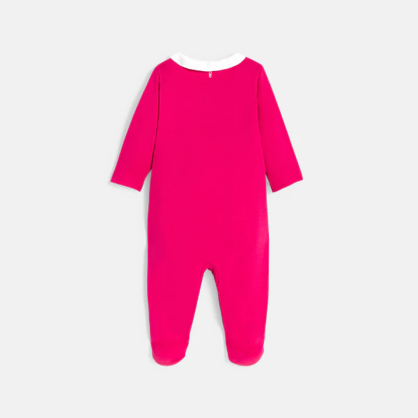 Baby girl's strawberry pink interlock cotton babygrow