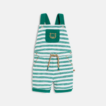 Baby boy's green striped knitted overalls