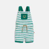 Baby boy's green striped knitted overalls