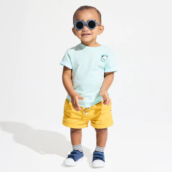 Baby boy's yellow linen and cotton shorts