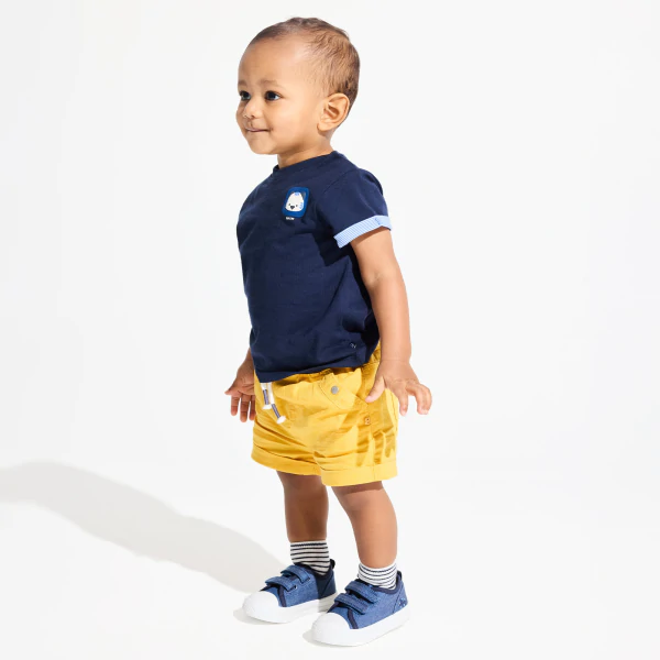 Baby boy's yellow linen and cotton shorts