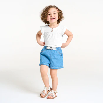 Baby girl's white cotton seersucker blouse