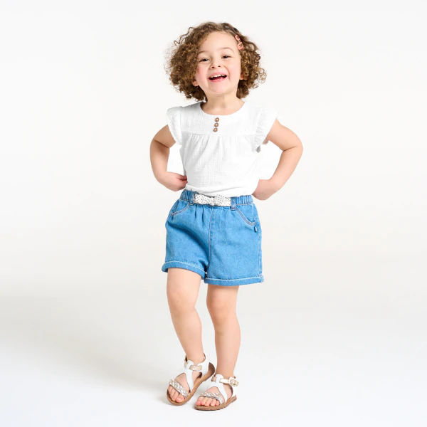 Baby girl's white cotton seersucker blouse