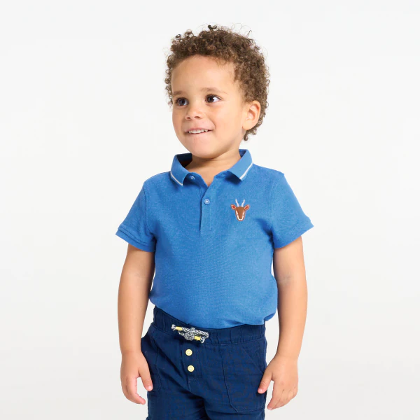 Baby boy's blue zebra piqué polo shirt