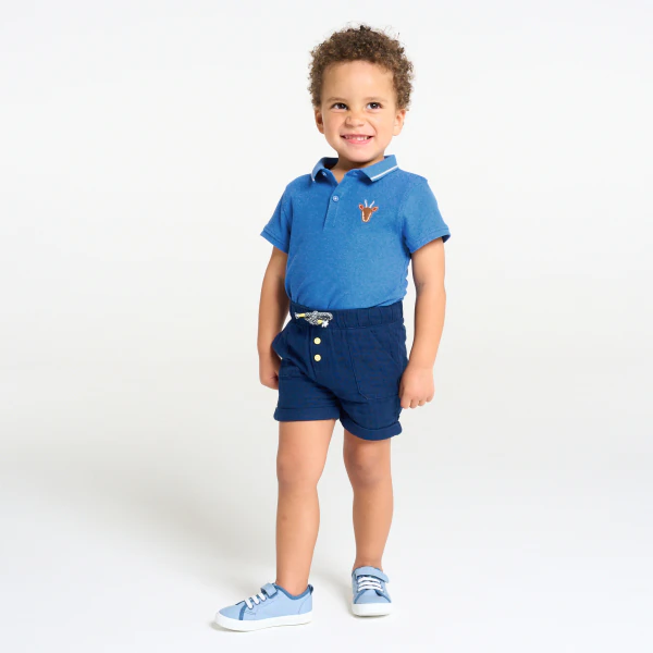 Baby boy's blue zebra piqué polo shirt