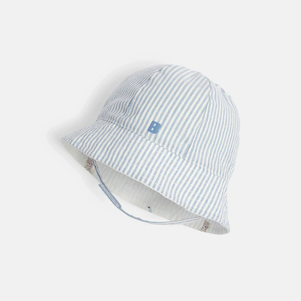 Baby boy's blue reversible bucket hat