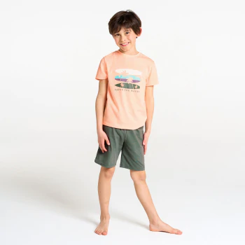 Boy's peach-coloured soft jersey 2-piece pyjamas