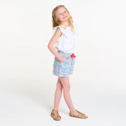 Girl's blue jersey floral print shorts