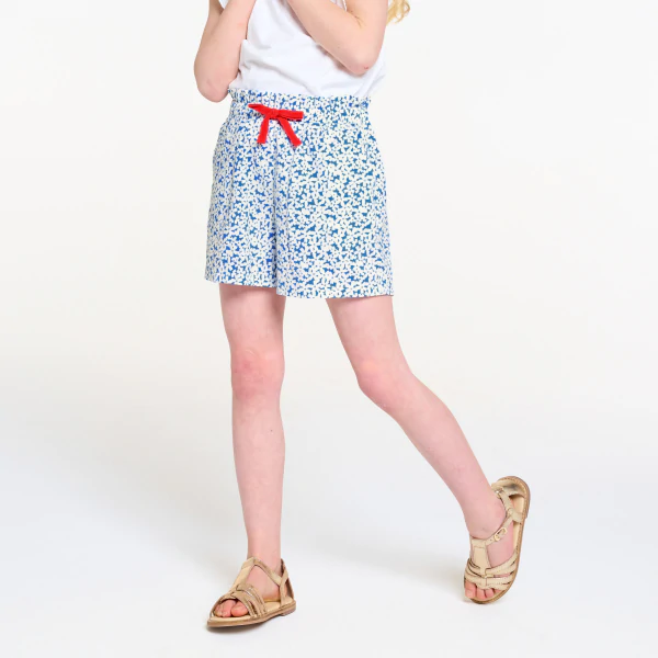 Girl's blue jersey floral print shorts