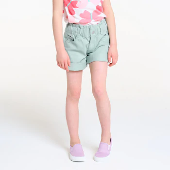 Girls' light green canvas Bermuda shorts