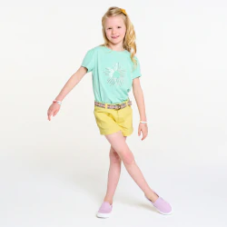 Girl's plain yellow canvas shorts