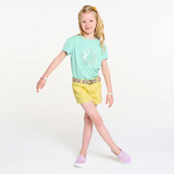 Girl's plain yellow canvas shorts