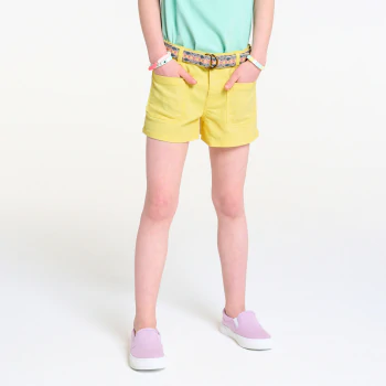 Girl's plain yellow canvas shorts