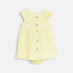 Baby girl's yellow gingham seersucker dress