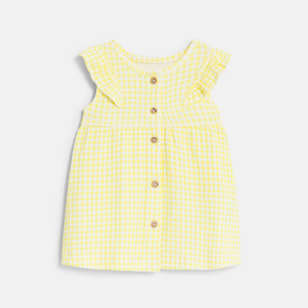 Baby girl's yellow gingham seersucker dress