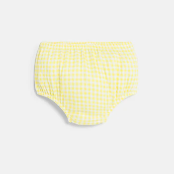 Baby girl's yellow gingham seersucker dress