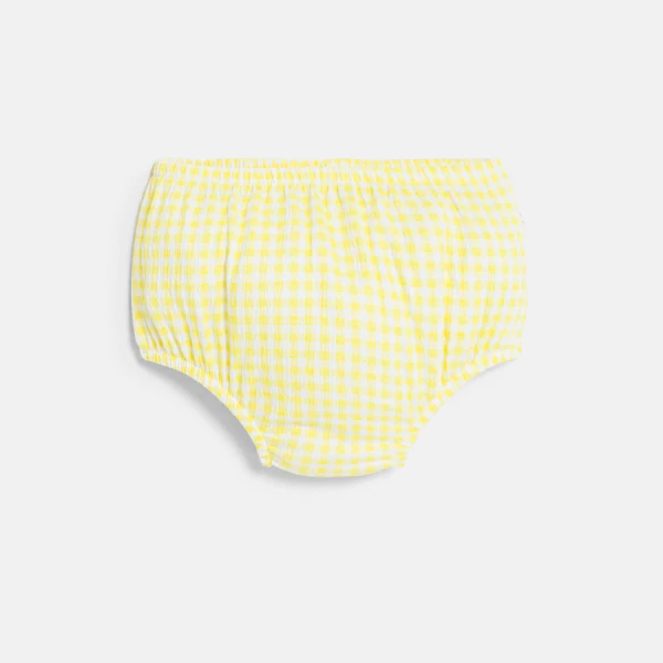 Baby girl's yellow gingham seersucker dress