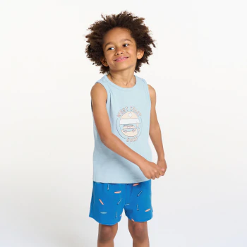 Boy's short blue soft jersey pyjamas