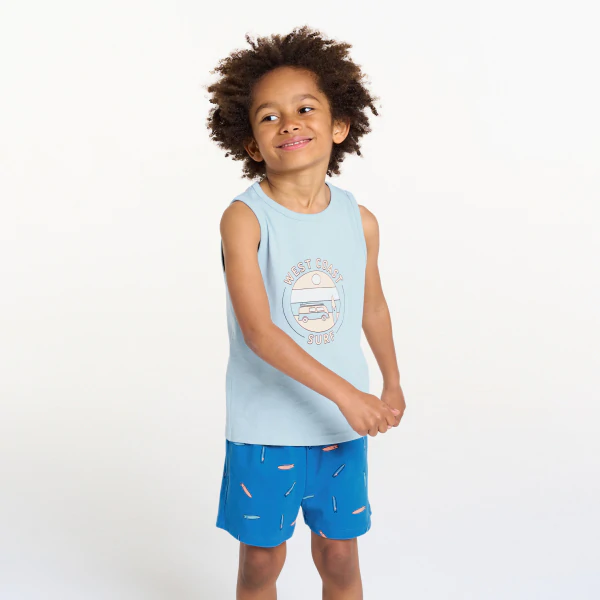 Boy's short blue soft jersey pyjamas