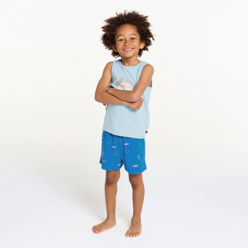 Boy's short blue soft jersey pyjamas