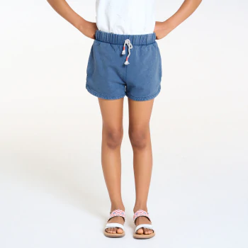 Girls blue distressed brushed cotton shorts