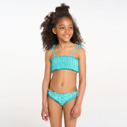 Girl's blue smocked bikini