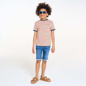 Boy's orange Breton-style T-shirt